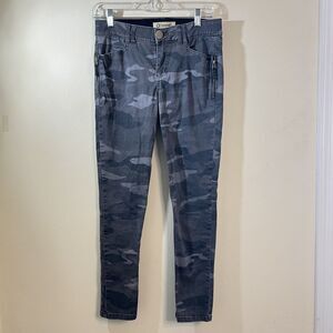 Democracy Ab Technology Womens Jeans Sz 4 Gray Camo Mid Rise Stretch Skinny